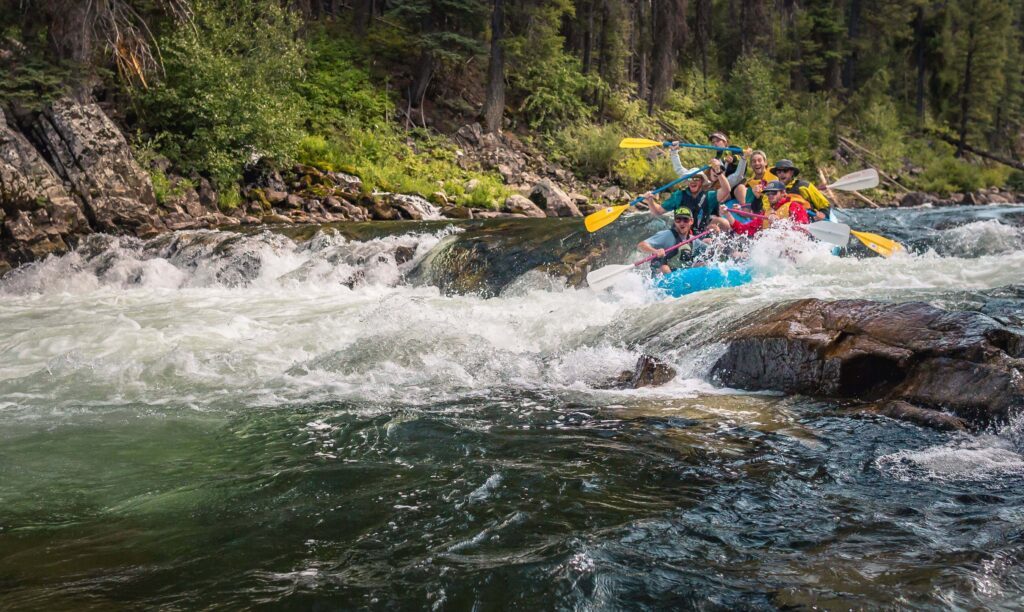 Rafters navigating the Middle Fork of the Salmon River during the June high-water season