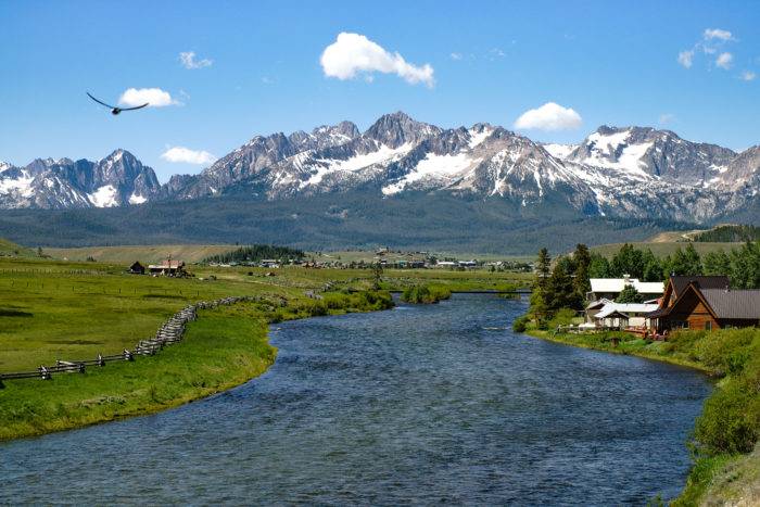 Sawtooth Mountains rising beyond Stanley, Idaho